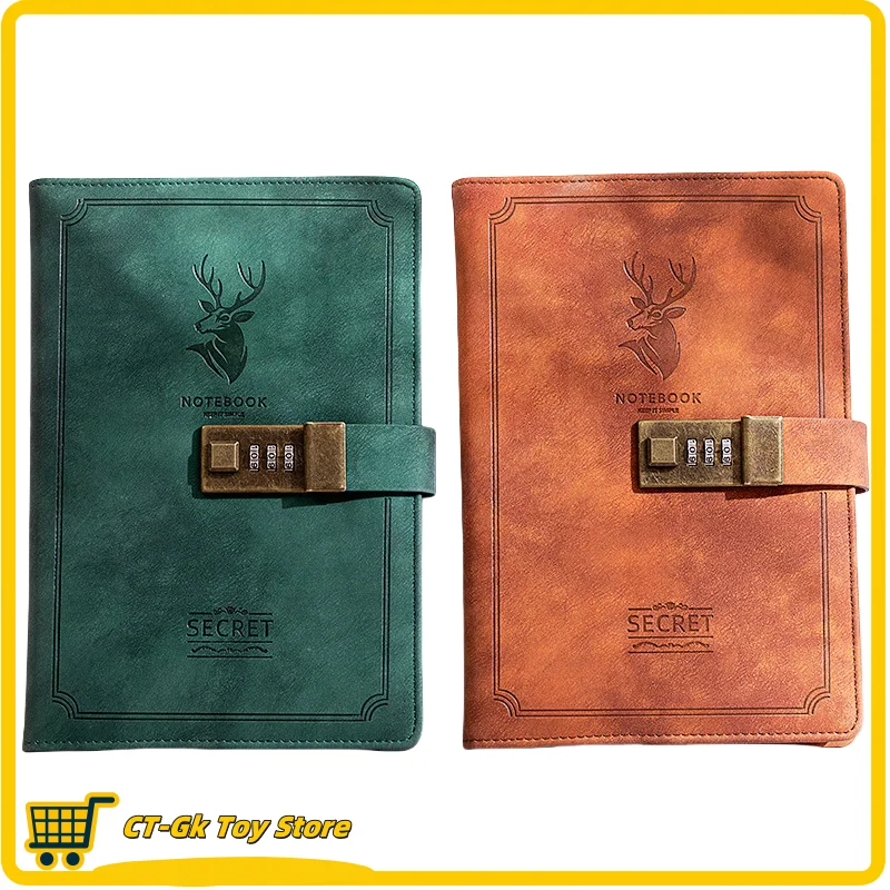 Password Notes Retro Handbook A5 With Lock Password Book Girl Thickened Couple Diary Gift Birthday Notebook  Retro Pu Leather