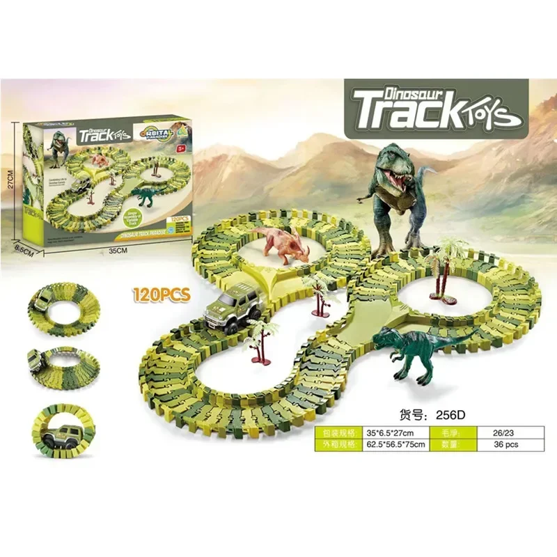 DIY Car Race Magic Rail Track Sets Brain Game Elastyczne zakrzywione tworzenie pojazdów Zabawki Plastikowa kolorowa kolejka na prezenty dla dzieci