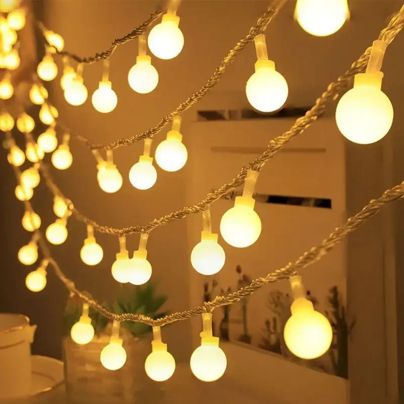 1pc Sphere String Lights Battery Operated Indoor Outdoor Fairy Lights For Backyard Patio Garden Party Bedroom Decor Warm White