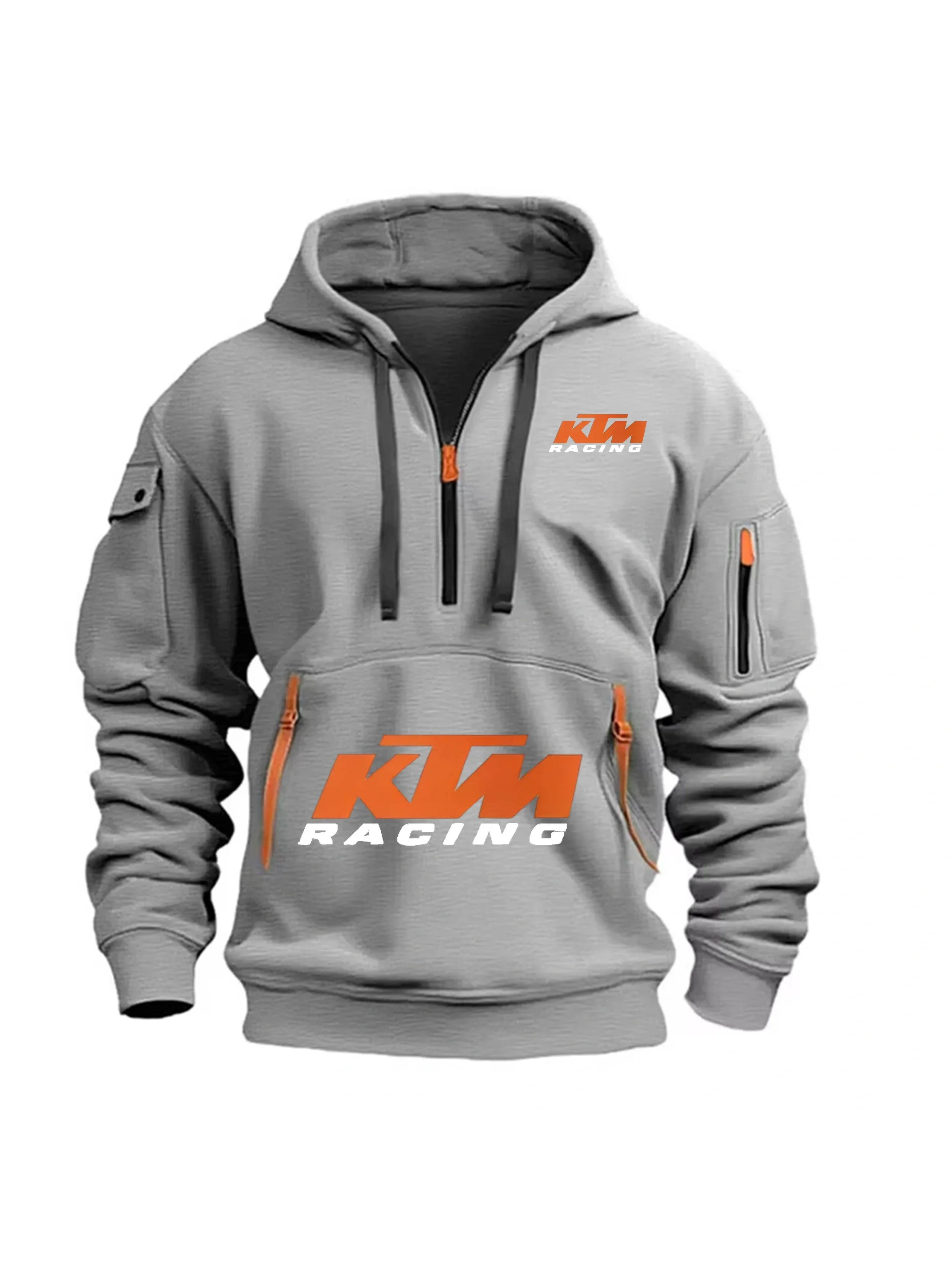 Bluza z kapturem KTM dla entuzjastów sportów outdoorowych, nowa kolekcja 2026, modna bluza męska i damska z krótkim zamkiem i kieszenią, idealna na wiosnę i jesień. — 2