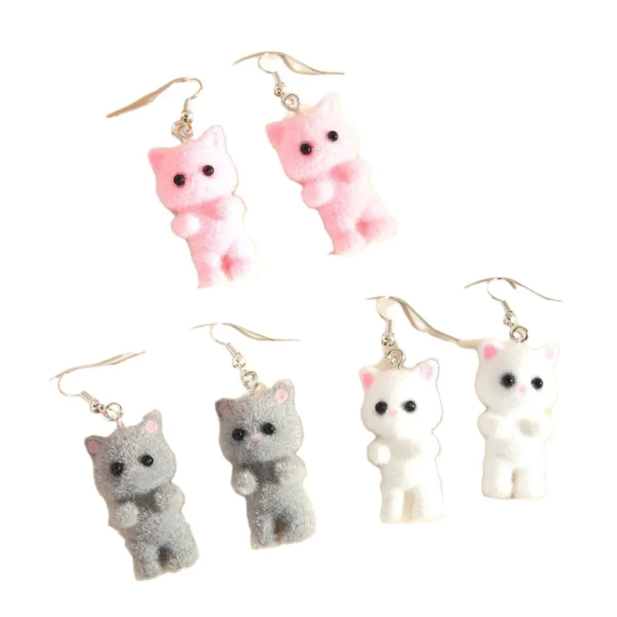 لطيف الراتنج توافدوا 3D القط الأقراط، الأقراط الحيوان الكرتون، هدية حفلة عطلة