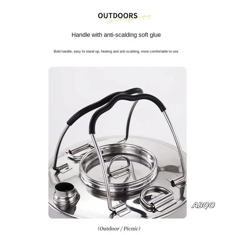 

304 Stainless Steel Camping Kettle Portable Outdoor Camping Stainless Steel Copper Bottom Kettle Picnic Tea Kettle