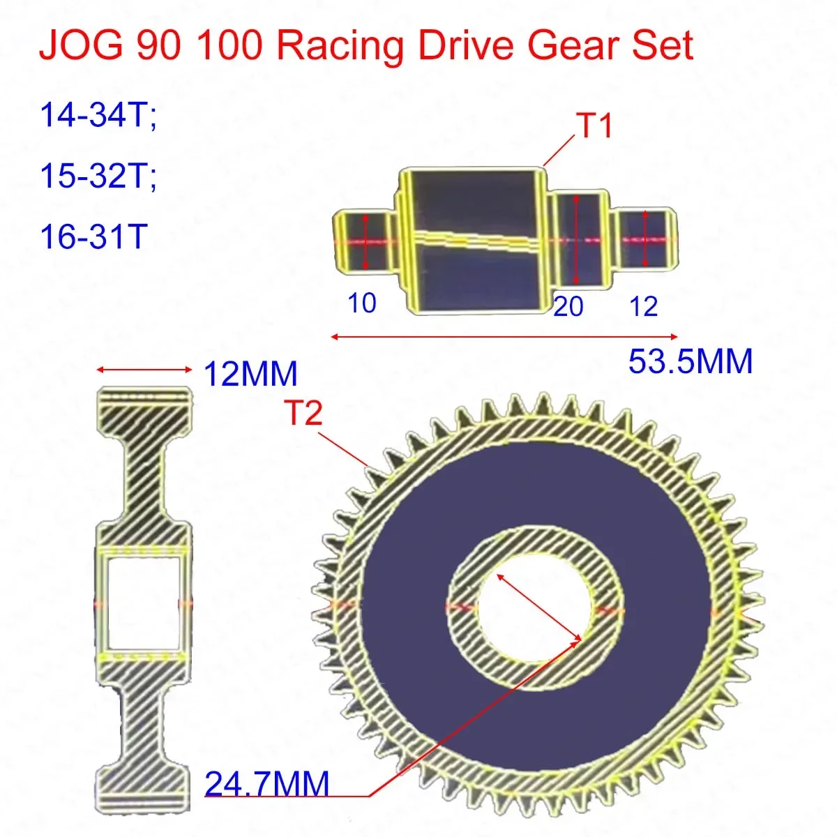 Racing Final Drive Gear Set JOG 90 100 1P50QMF  1P52QMG 3VP Yamaha