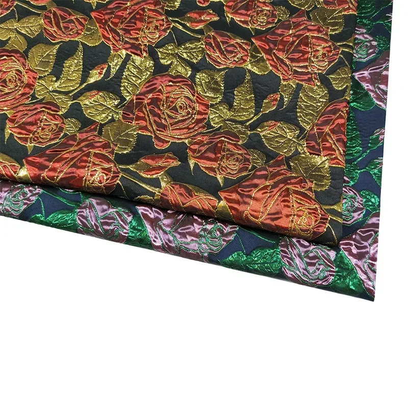 Jacquard Brocade Fabric Gold Rose Concave Convex Dress Fabrics High-grade Windbreaker Woven Clothing cloth by the Yard