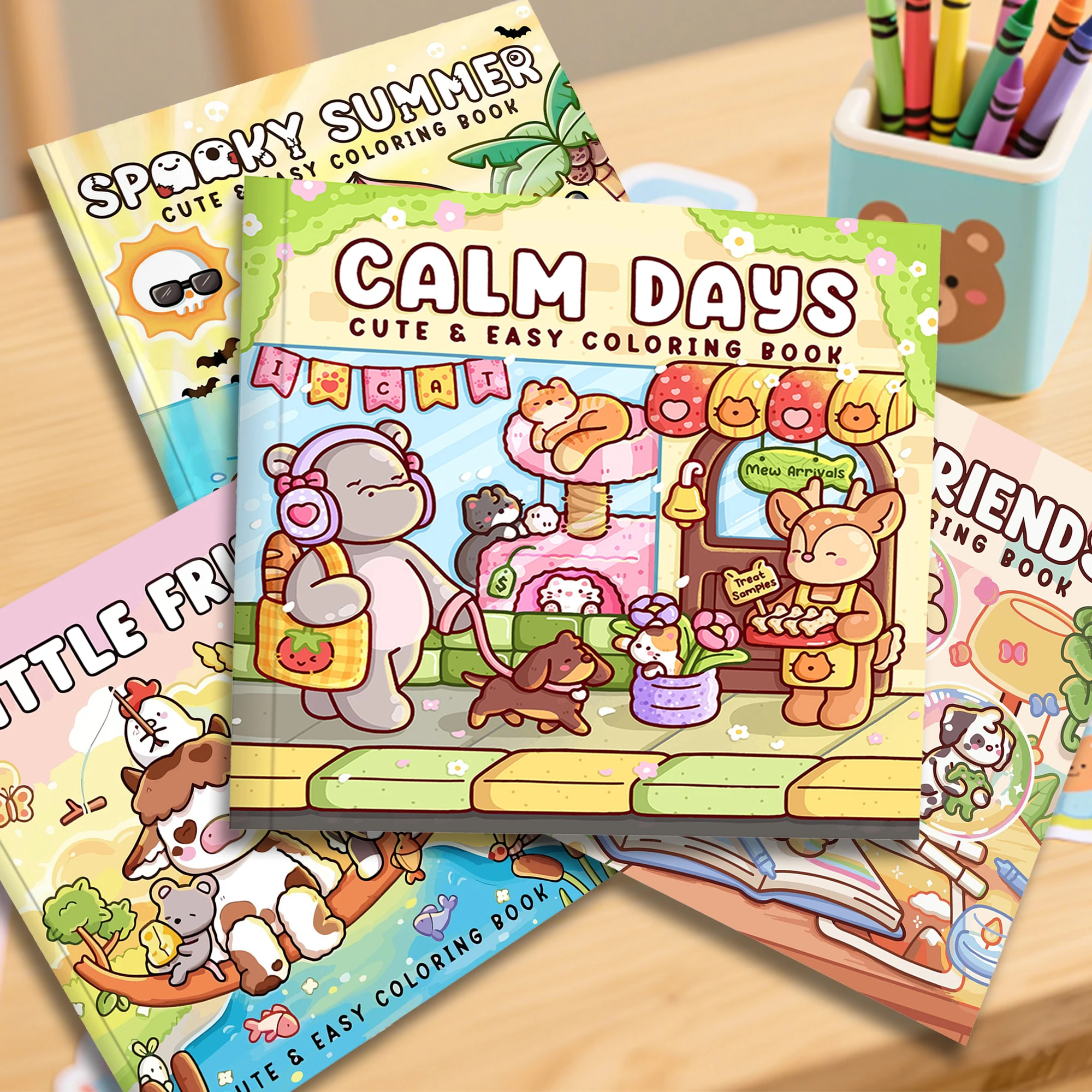 

Adult Coloring Book Bold Little Friends Pages Simple Relaxation Stress Relief DIYParent Child Fun Home Leisure Art Therapy Boos