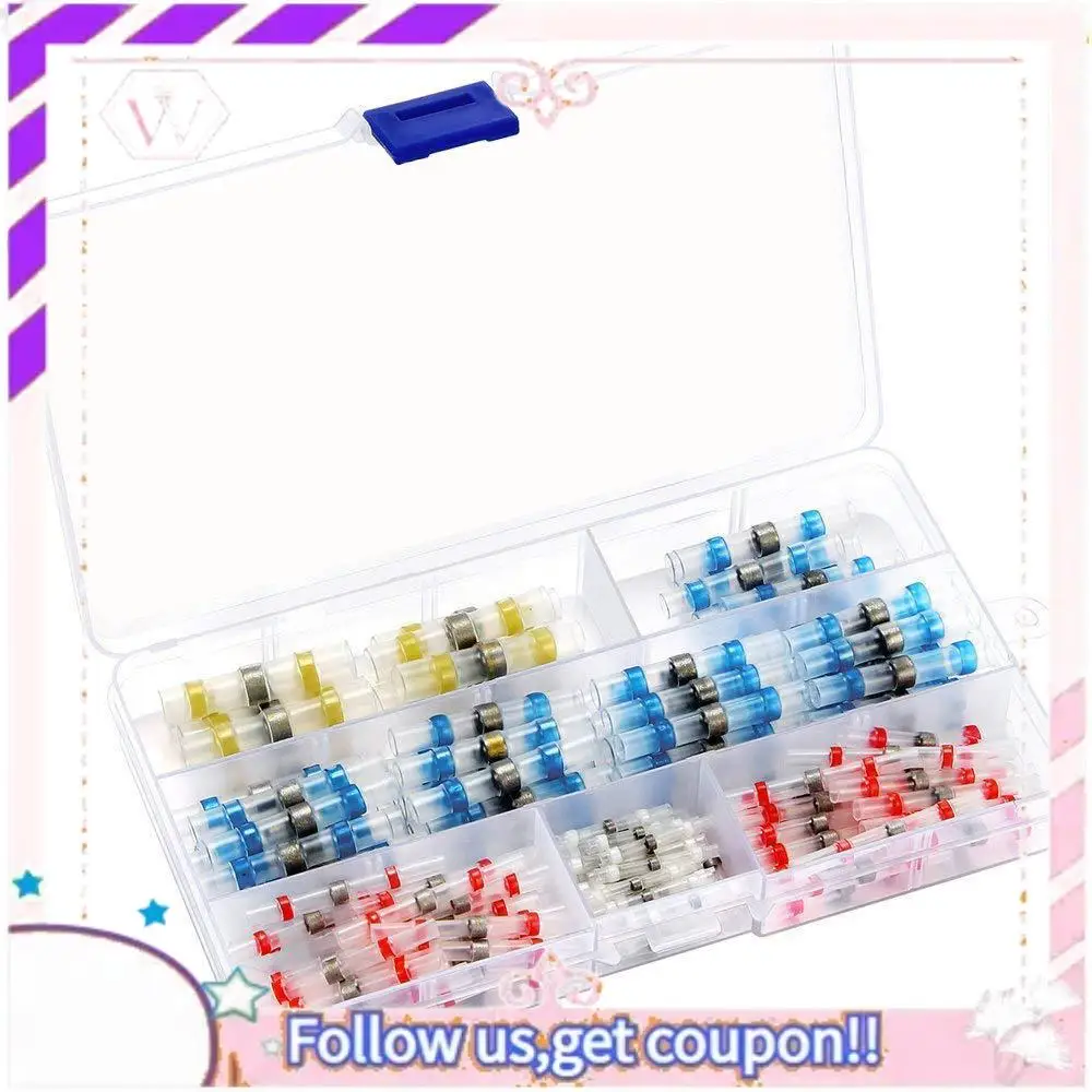 

Простые в использовании 150 шт., комплект соединителей для проводов с паяным уплотнением, термоусадочные стыковые соединители, водонепроницаемые и изолированные клеммы для электрических проводов