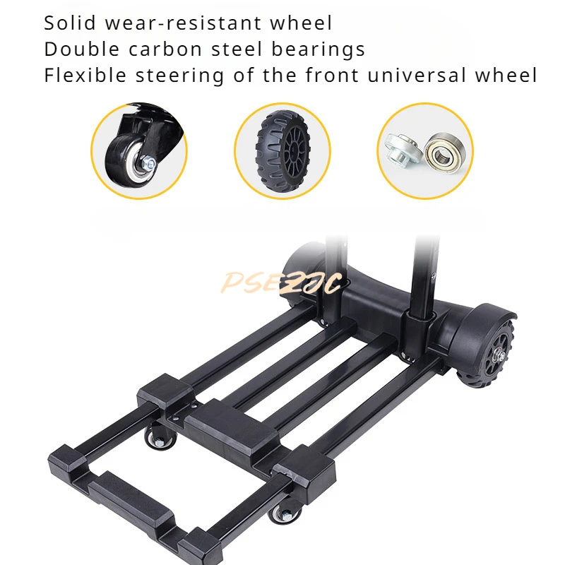 Telescopic Folding Chassis Small Cart Portable Shopping Trailer Universal Wheel Handcart Stall Stocking Trolley