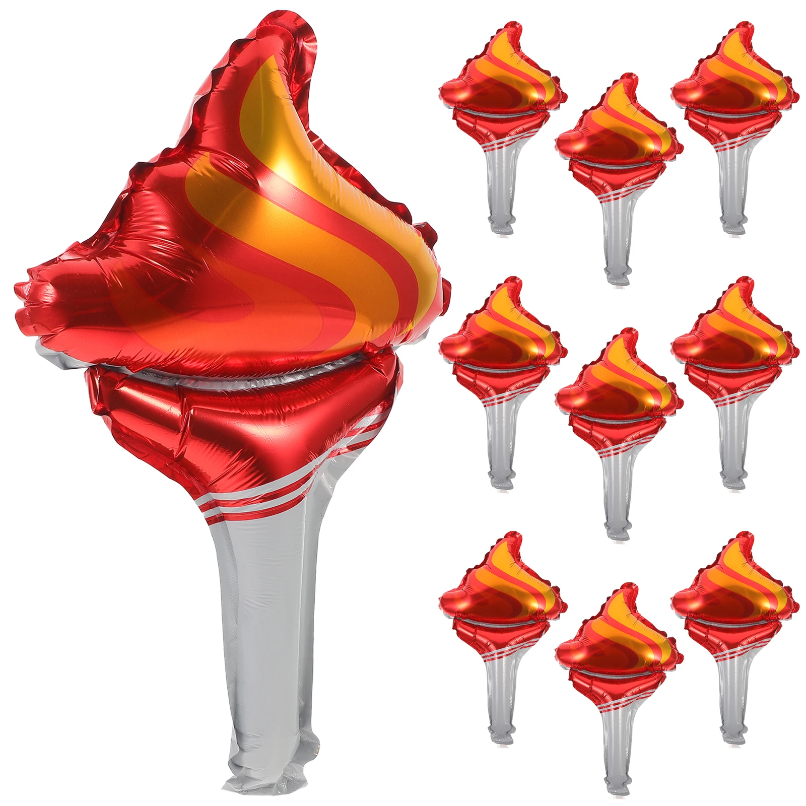 

10 Pcs Torch Balloon Aluminum Decoration Decorate Foil Sports Balloons Film with