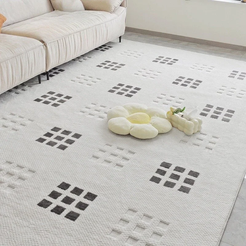 Carpet Living Room Chessboard Eco-friendly Antibacterial Sofa Blanket Modern Simple Nordic Wabi Sabi Minimalist Bedroom Floor