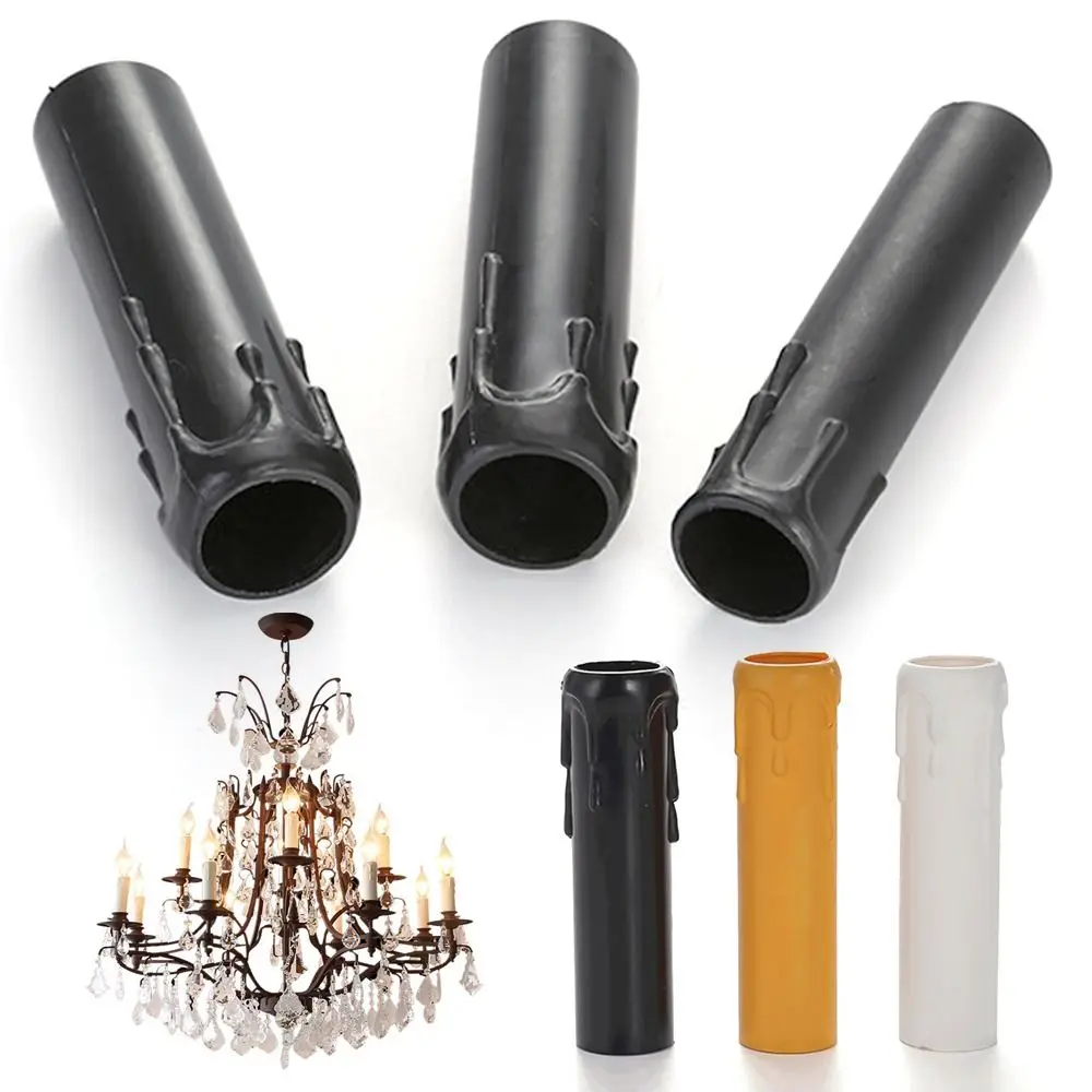 10pcs Candle Lamp Holder Tube Candle Lamp Base Sleeve Candle Bulb Base Cover Black White Yellow Lighting Accessories Retro