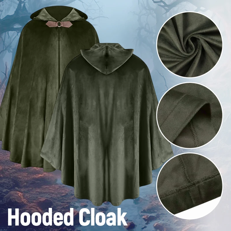 Medieval Renaissance Style Cape Soft Wraps Scarf for Women Man Unisex Fashion Solid Color Velvet Hooded Cloak Vintage Thickened