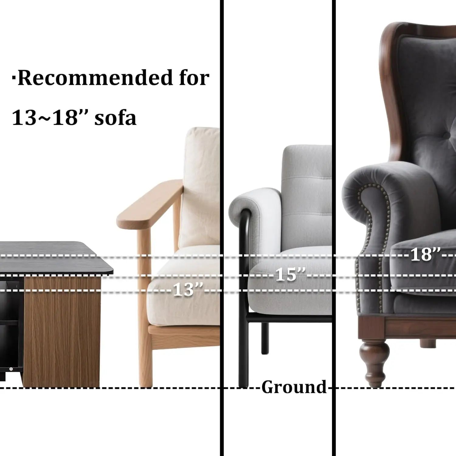 Extendable Coffee Table 48-66'' Rectangle With Drawers Storage Shelf Adjustable Coffee Table (Black/Walnut)