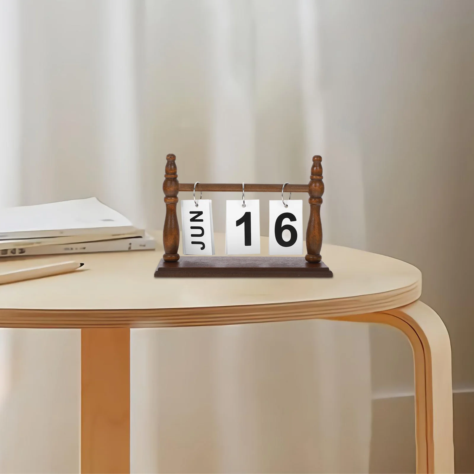 

Flip Desktop Calendar Office Other Wood Products for Home Decor Iron Creative Daily
