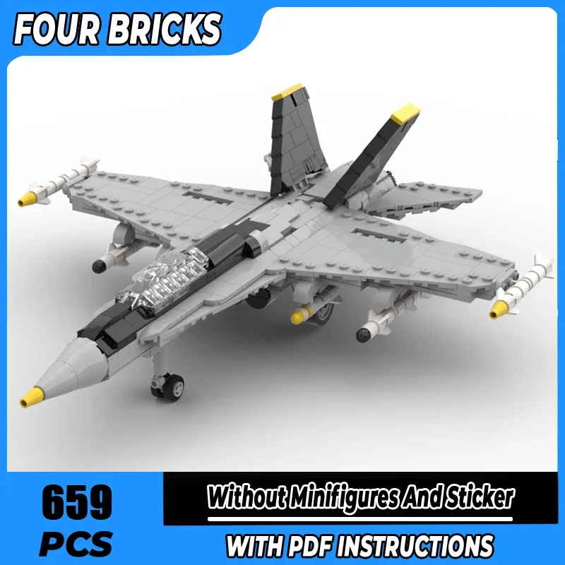 

fighter plane Moc Building Blocks F-18 Hornet 1:48 Scale Technology Modular Bricks Model Gifts Christmas Toys DIY Sets Assembly！