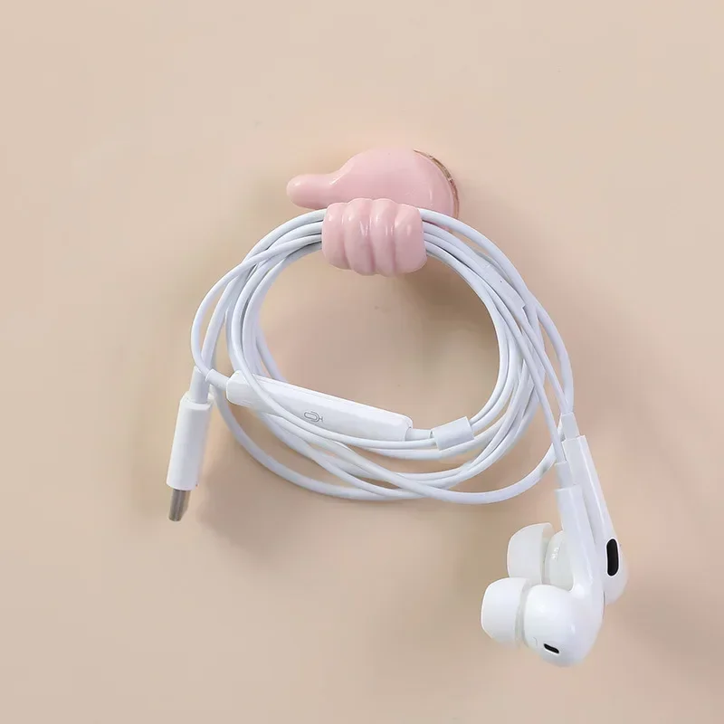 Thumb Wall Hook Fun Cable Holder Self-Adhesive Wall Decoration Hook Home/Office Data Cable Clip Desktop Storage Device