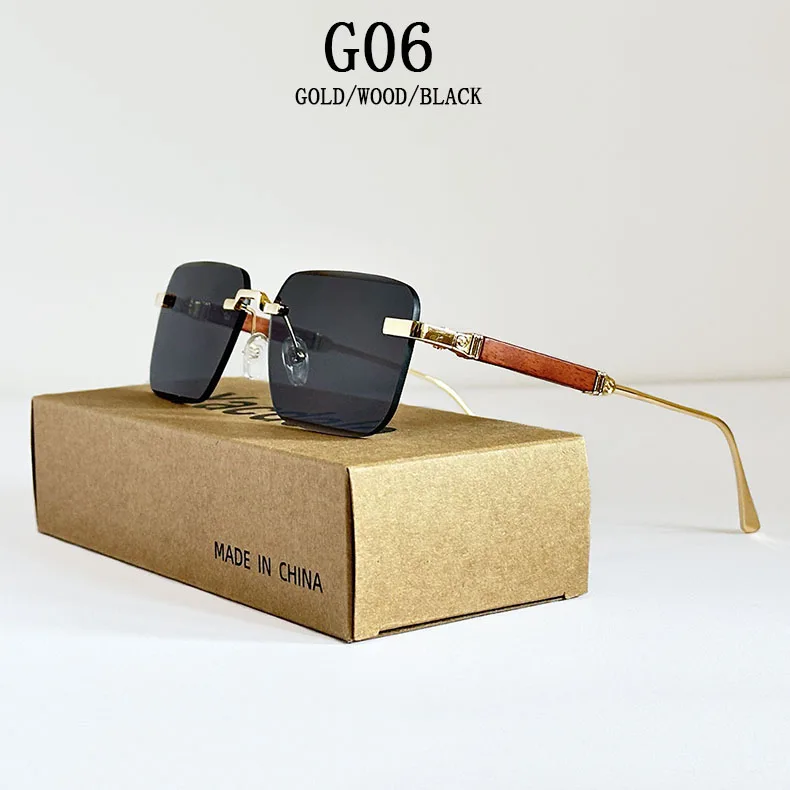 Neue 2024 Quadratische Sonnenbrille Frauen Trendy Vintage Designer Randlose Sonnenbrille Für Männer Urlaub Mode Gläser Lentes De Sol Mujer – Detail 6
