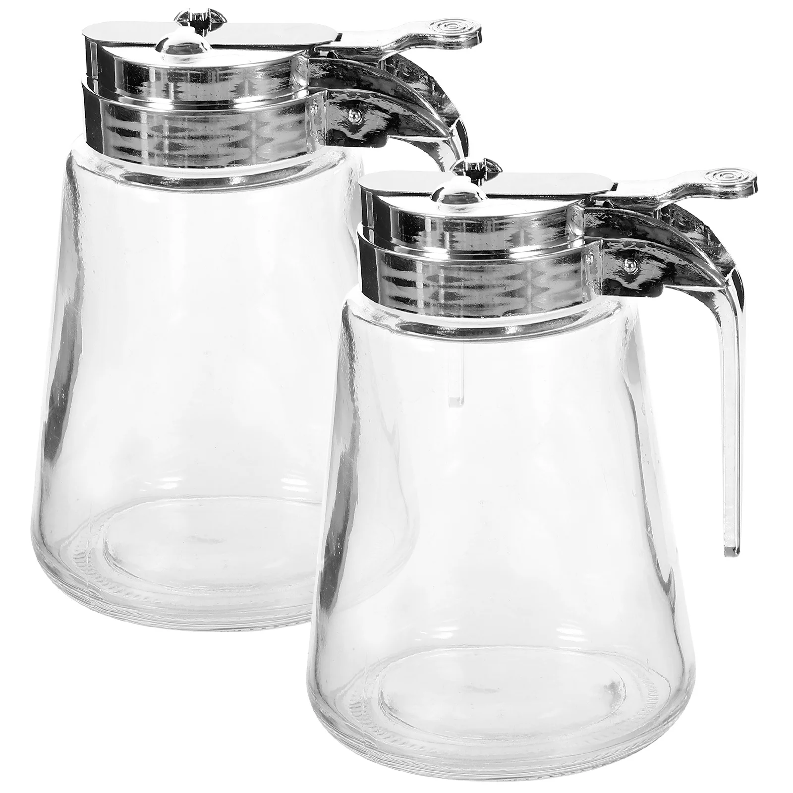 

2Pcs Glass Condiment Dispenser Set High Capacity No for Sugar Syrup Honey Creamer Storage Sugar Dispenser
