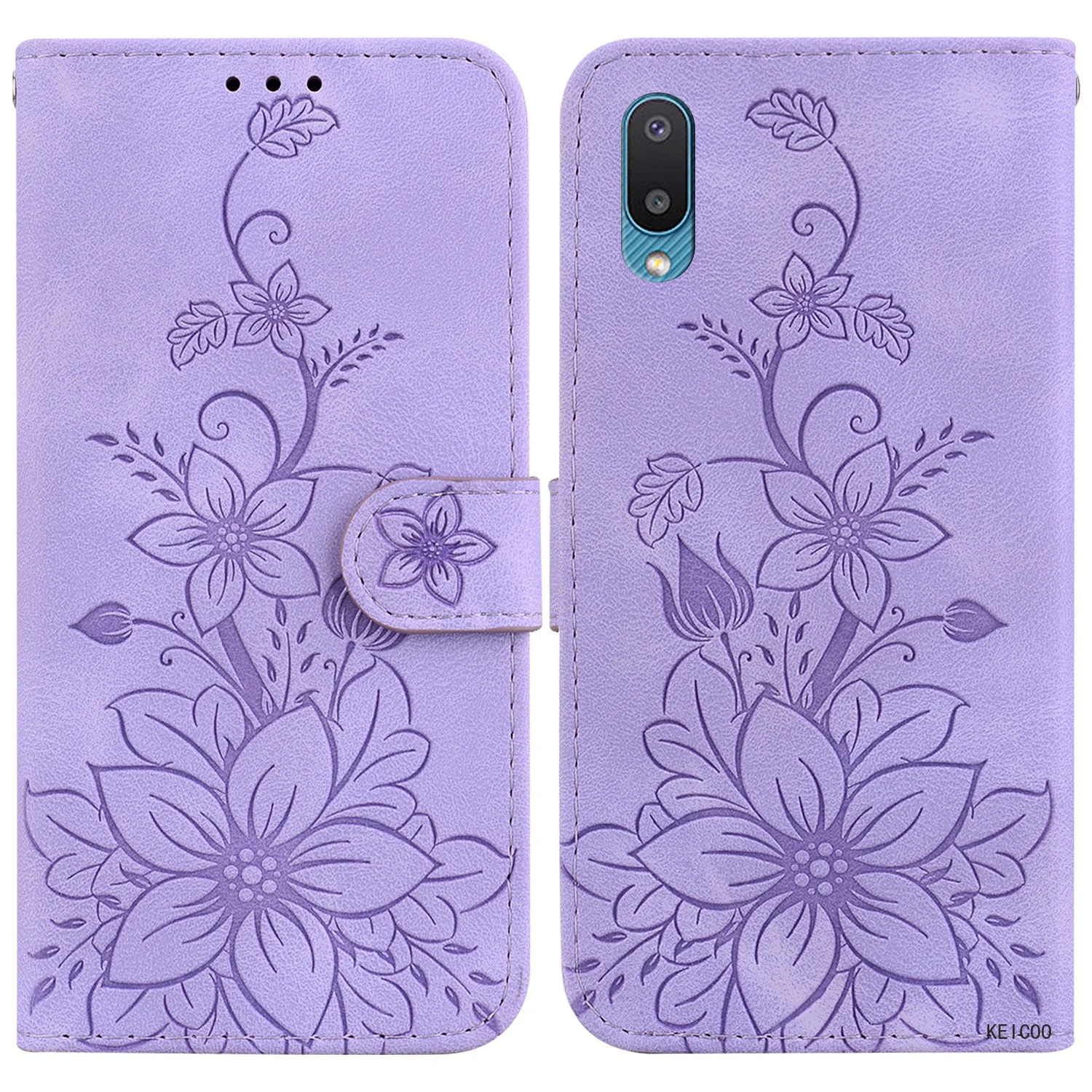 Magnetic Cases for Samsung Galaxy A02 M02 A12 A21S A22 A31 A32 A 02 21S 22 3 32 4G 5G India Lily Embossed Cover Sweatproof Shell