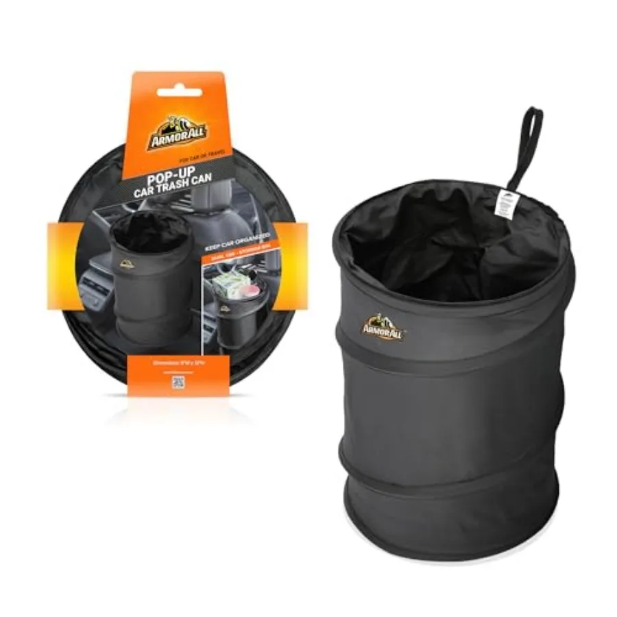 

Car Trash Can, 3.3 Gallon Pop-Up Garbage Bin, Waterproof, Loop for Hanging, Velcro Base, Washable, Metal Frame, Portable Collap