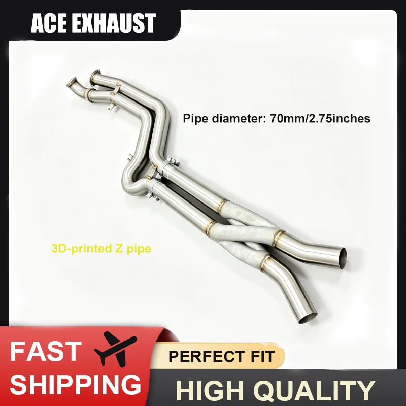 Neues Luxus-Modell: Gleichlange Mittelrohre Z-Rohr 70mm/2,75 Zoll Edelstahl-Auspuff für BMW M2/M3/M4 G80/G82/G87 3.0T 2021-2026 – Detail 2