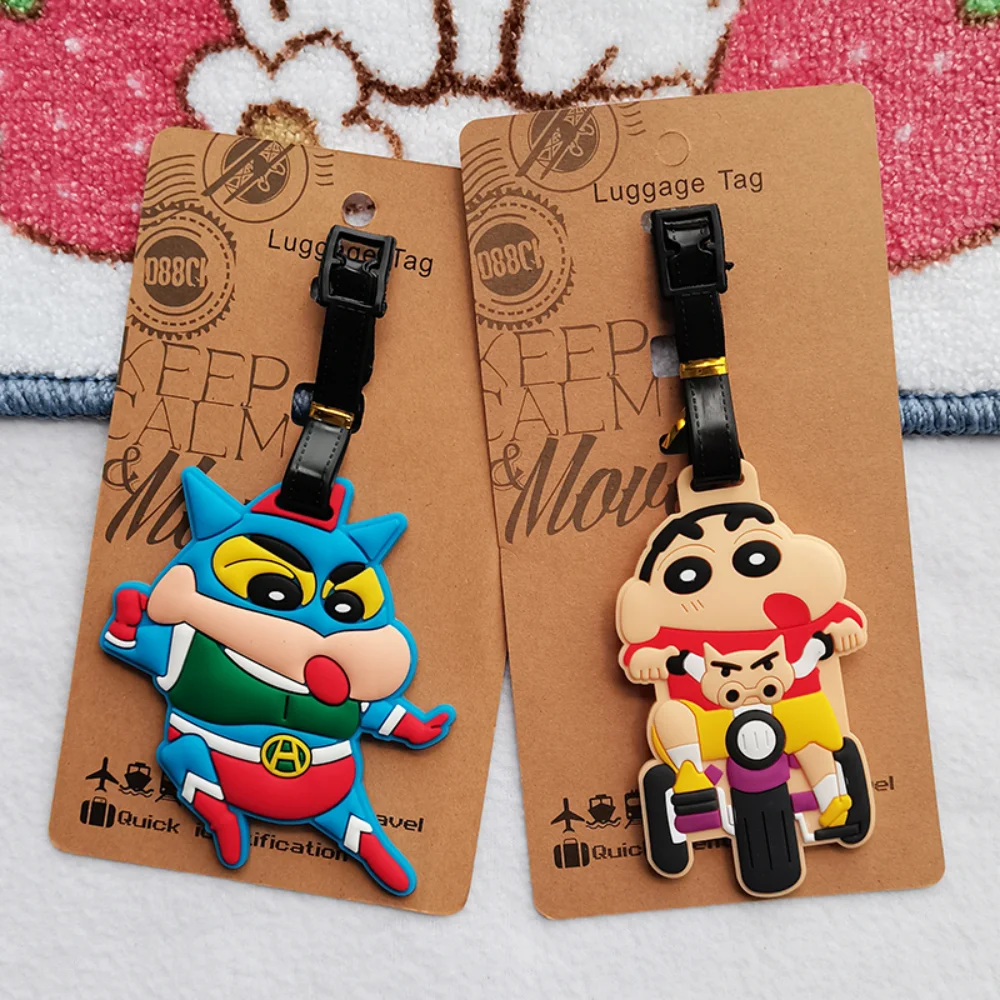 Kawaii anime crayon shin-chan etiqueta de bagagem bonito dos desenhos animados sílica mala id endereço titular bagagem embarque portátil meninas presentes