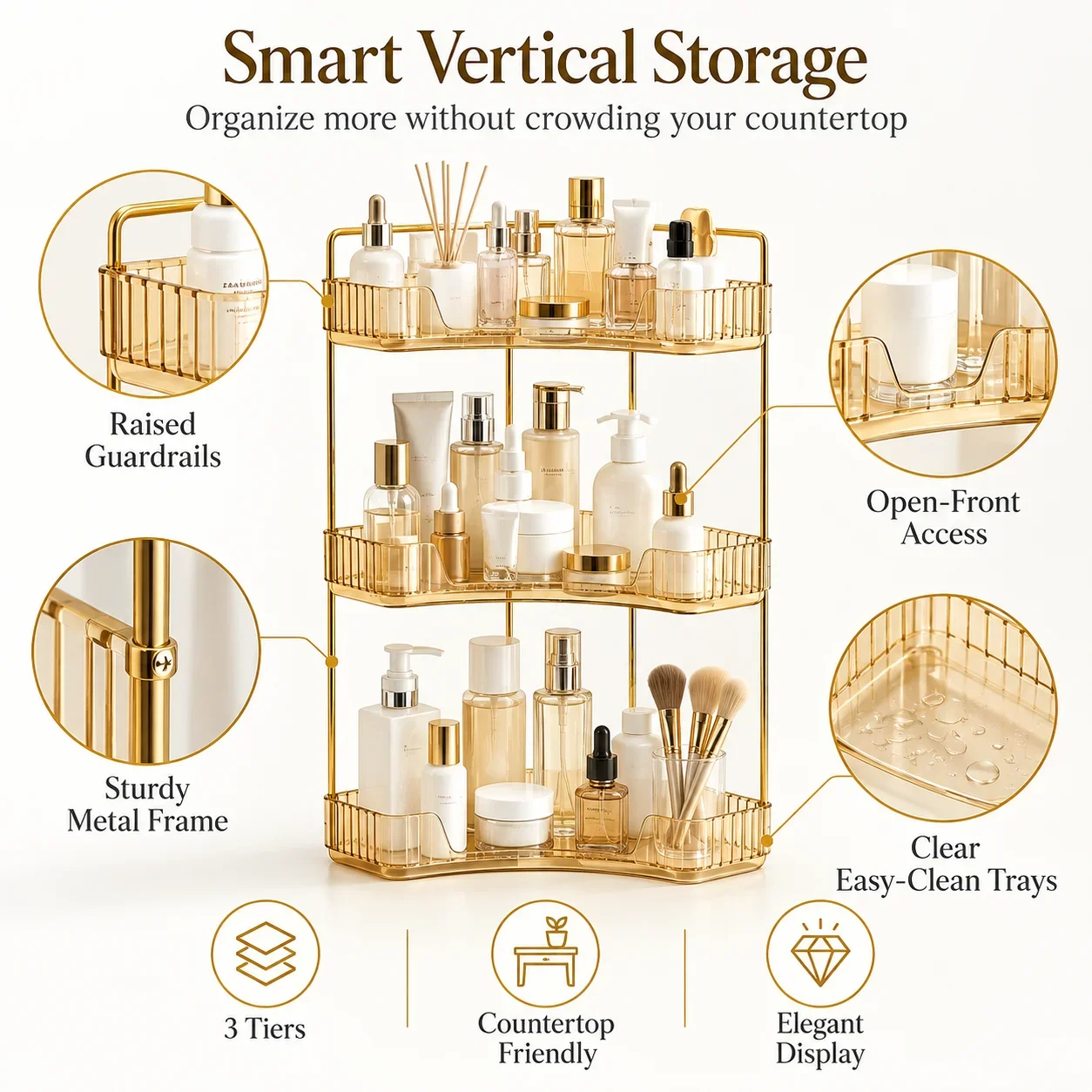 Gold Corner Vanity Organizer 3
