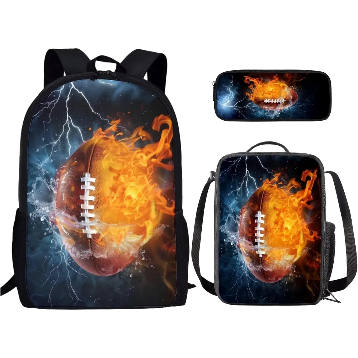 

Набор рюкзаков Fire Water Ameriacn Football Designs, комплект из трех предметов с коробкой для завтрака и пеналом для начальной и средней школы