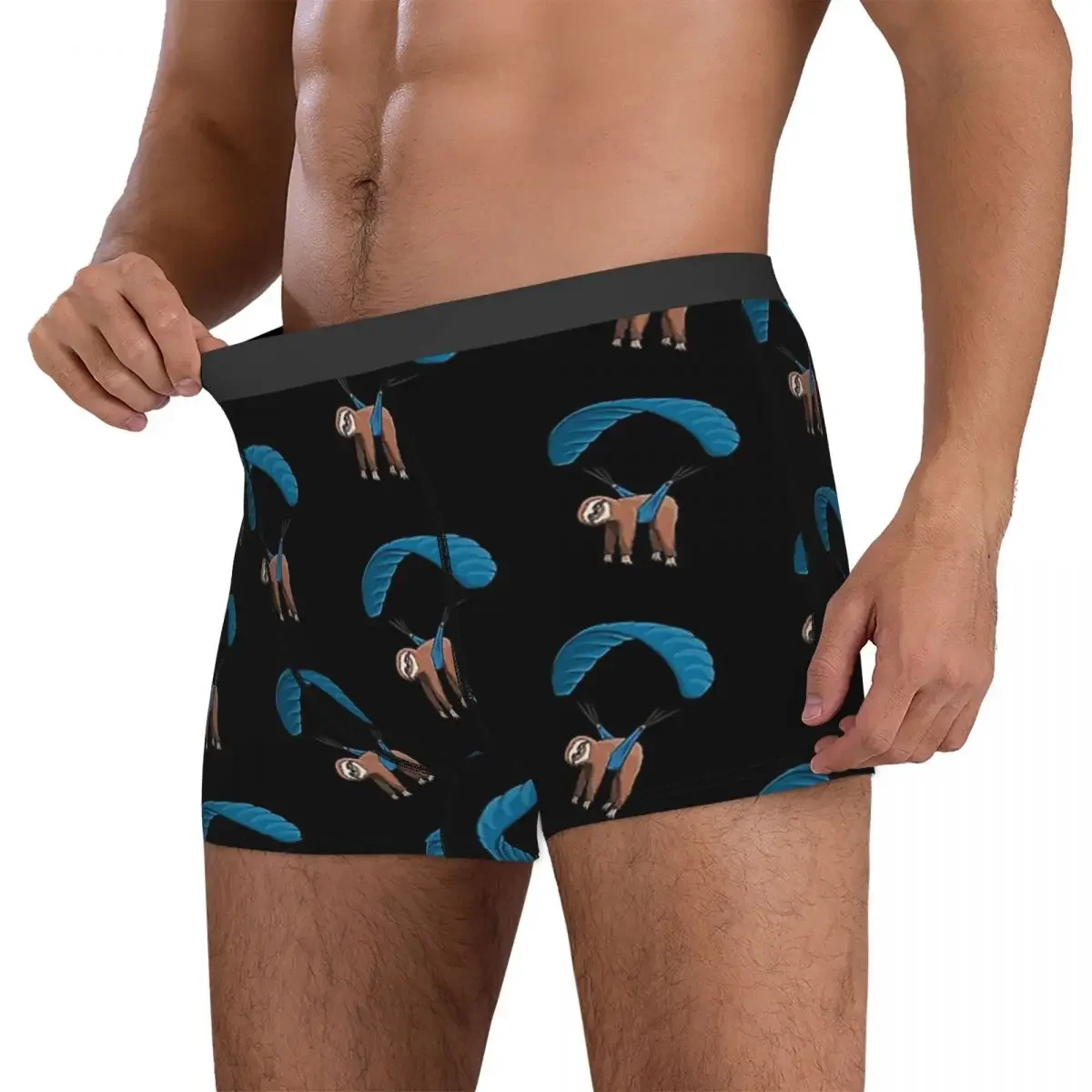 Boxer Underpants Shorts Paragliding Flying Sloth Sunglasses Skydiver Paraglider Panties Men's Breathable Underwear for Homme Man