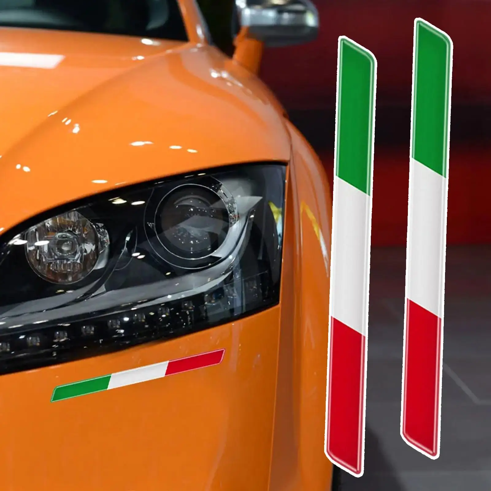 

2x Italian Tricolor Flag Epoxy Decorative Sticker 3D Motorcycle Tank Decals Stickers Case Strong Stickiness Unerisal Car Decals