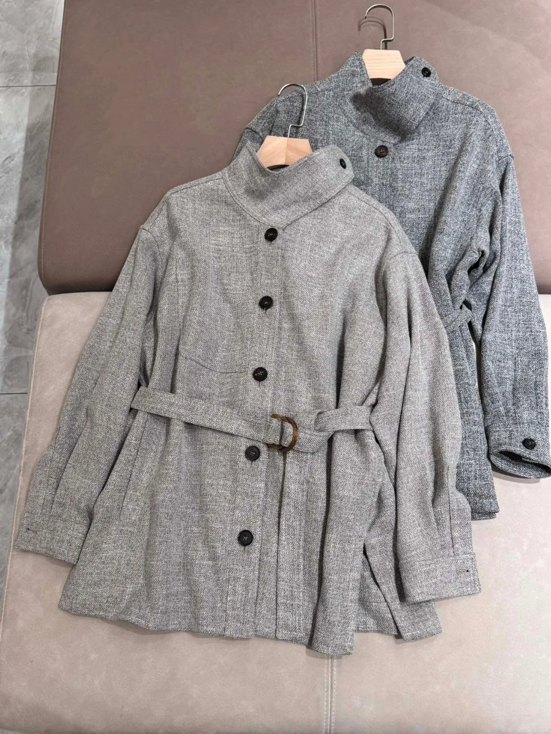 Autumn 2024 Women's Pants Suit Wool Cotton Linen Blended Single Breasted Jacket + High Waist Straight Trousers 2-Piece Set