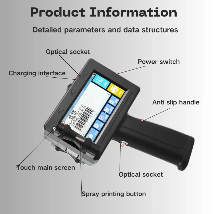 

N5 Handheld Inkjet Printer Chinese And English Variable Barcode Code Date Number Logo Expiry Date Photoelectric Sensors 12.7mm