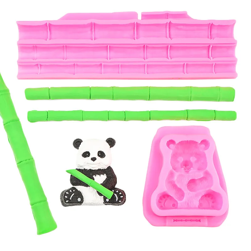 Chinese Bamboo Panda Dessert Desk Decoration Silicone Mould Fondant Cake Chocolate Baking Mold B464