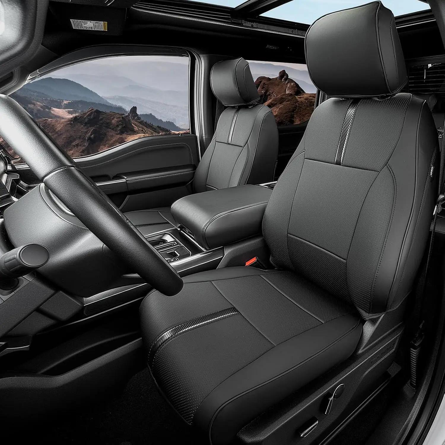 

Индивидуальные кожаные чехлы для сидений Ford F150 2015-2026 (только передние) - водонепроницаемые и износостойкие