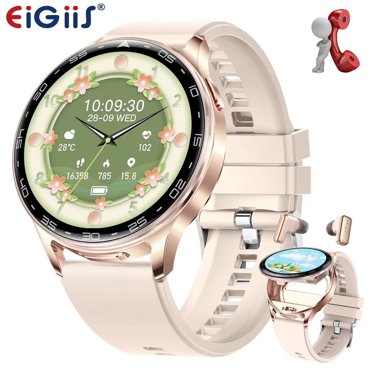 

EIGIIS Smart Watch with Earbuds for Men Women 1.39'' Fitness Tracker Smartwatch 2-in-1 Waterproof Fitness Watches Sleep Tracking