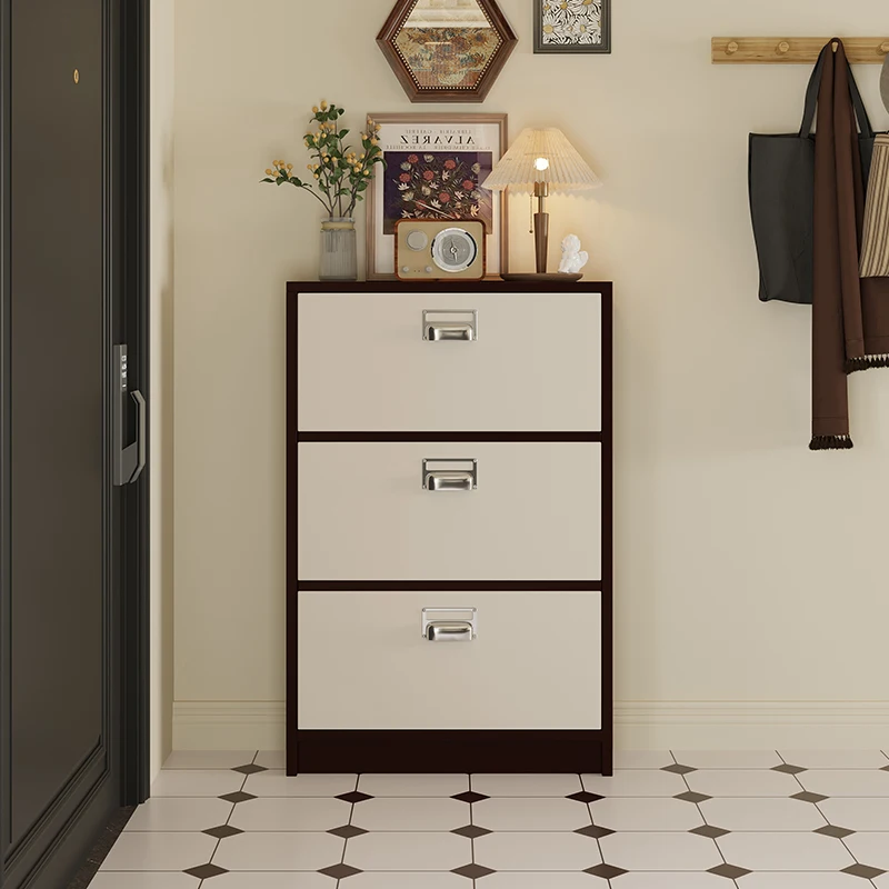 

Medieval shoe cabinet, thin narrow corridor entrance at the entrance of the home, free installation of integrated storage locker