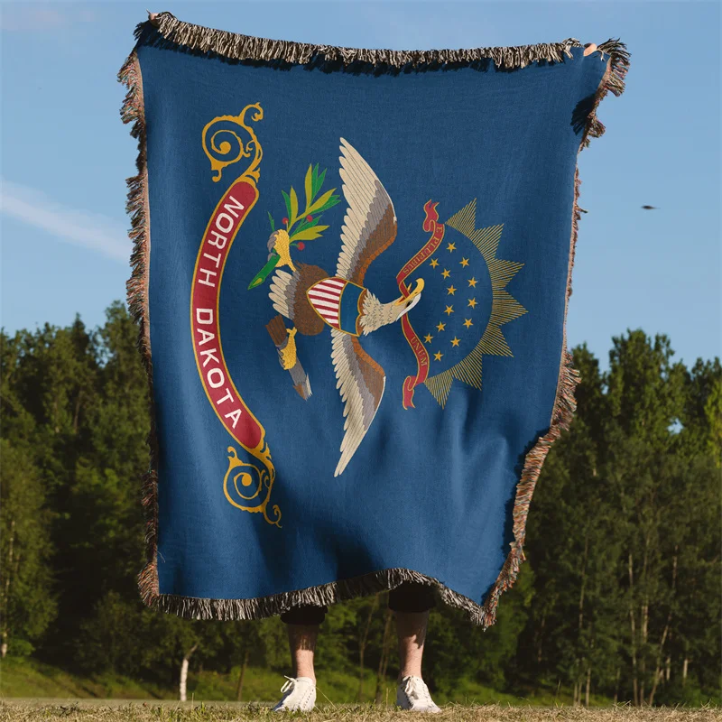 Aertemisi North Dakota United States of America Jacquard Fringed Woven Throw Blanket