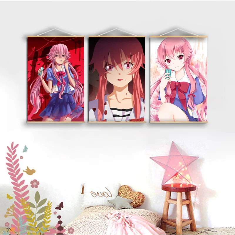 Anime Manga Gasai Yuno Wall Art Poster Canvas Painting Solid  for Mirai Nikki Future Diary Kids Room Decor Home Decoration