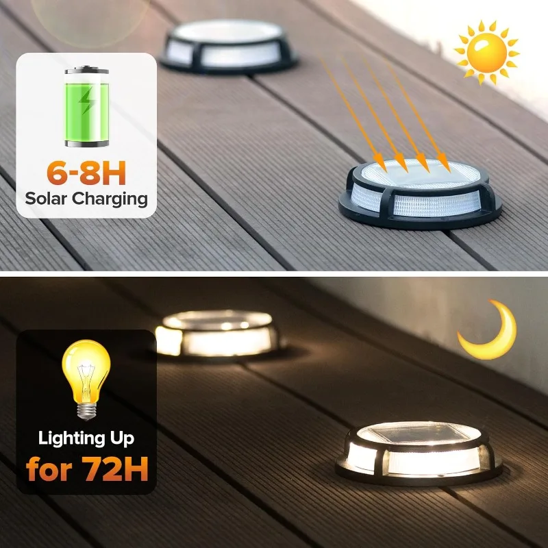 12 حزمة من مصابيح الممر الشمسية، 12 مصباح LED IP67 مقاوم للماء في الهواء الطلق أضواء علامة الممر الشمسية للخطوة، الرصيف، المسار