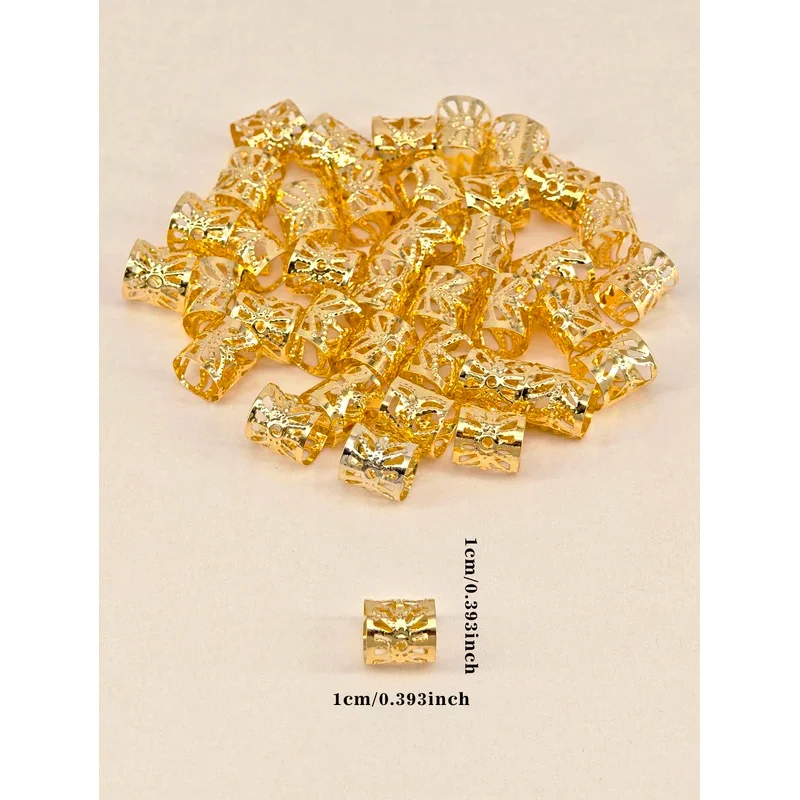 "Gold Plated Dreadlock Charms: 40-Piece Adjustable Hair Cuffs & Braid Rings for Goddess Locs & Twists" image 5