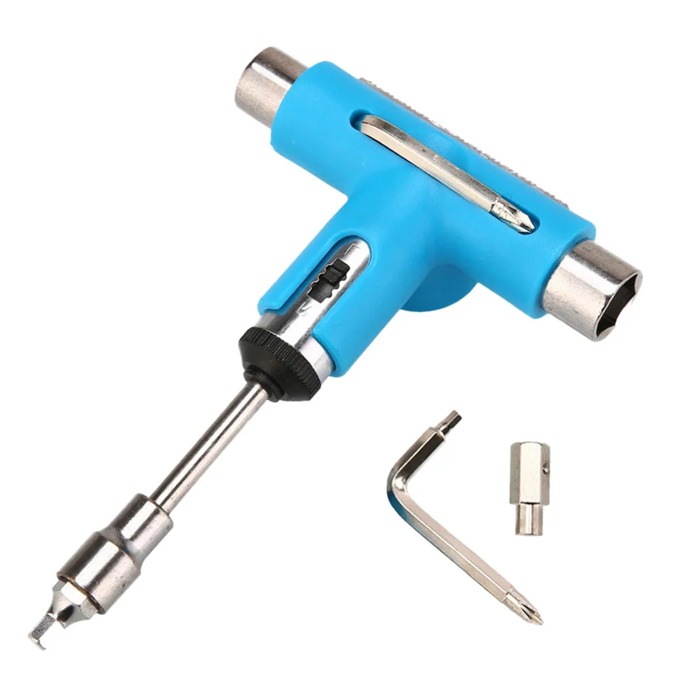 

All-in-One Multifunction Skateboard T-Tool Portable Repair Tool for Skateboards Longboards Mini Skateboards Blue