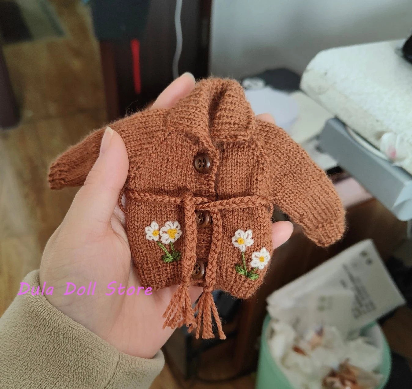 

Dula Doll Clothes Dress Handmade Daisy brown wool sweater Blythe Qbaby ob24 ob22 1/6 6 points body doll