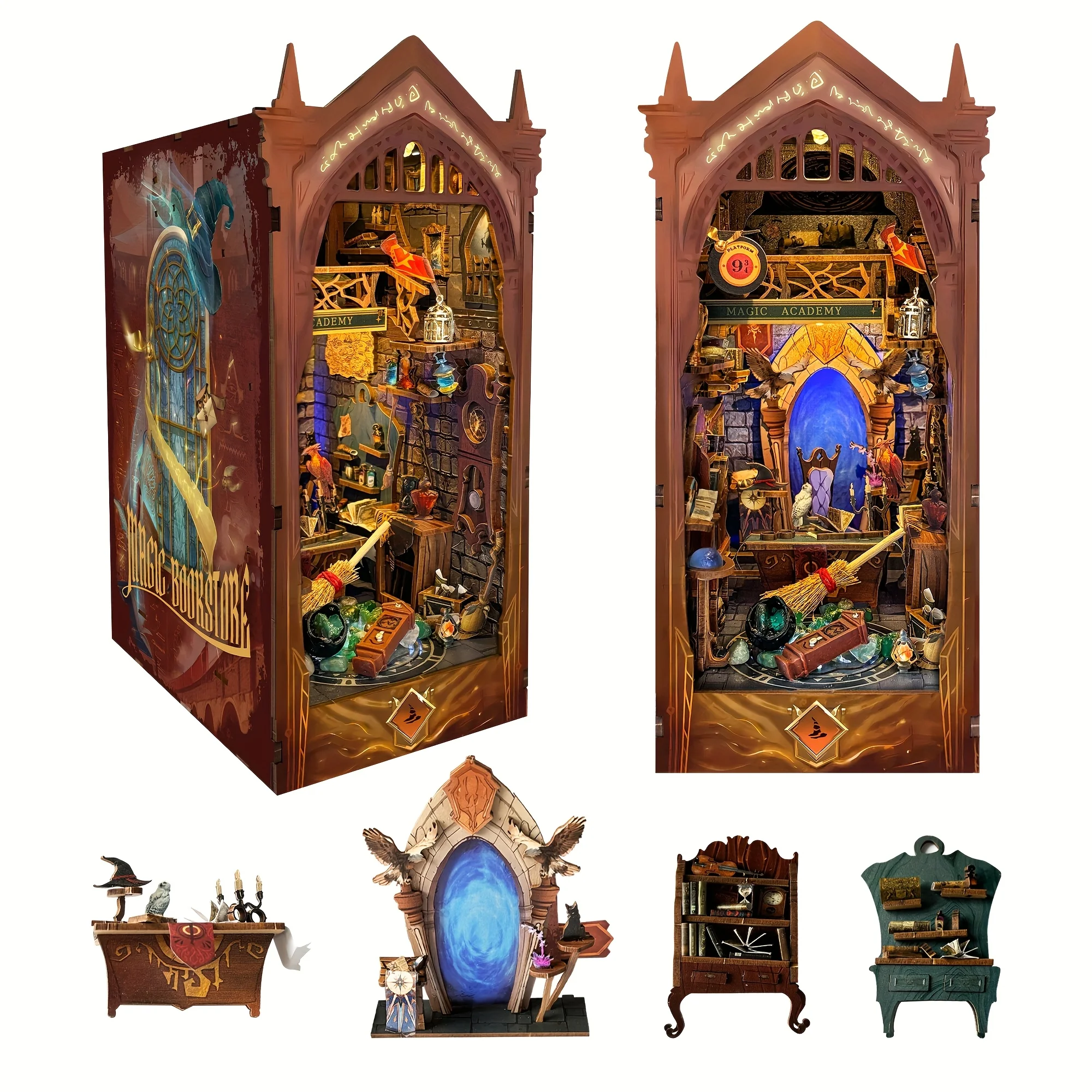 

Handmade assembled model - book stand for 3D model of a house, bedroom, office, study, desktop decoration item, family and friends, birthday, Halloween, Christmas, New Year's Day, Valentine's Day, Easter, gift - Magic Academy SQ-38