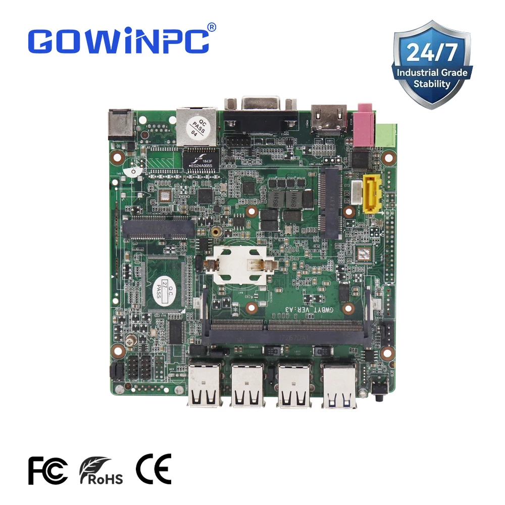 Dual Display Motherboard Celeron J1900 8 USB Ports Gigabit Ethernet RS232 COM 12x12cm Industrial PCBA