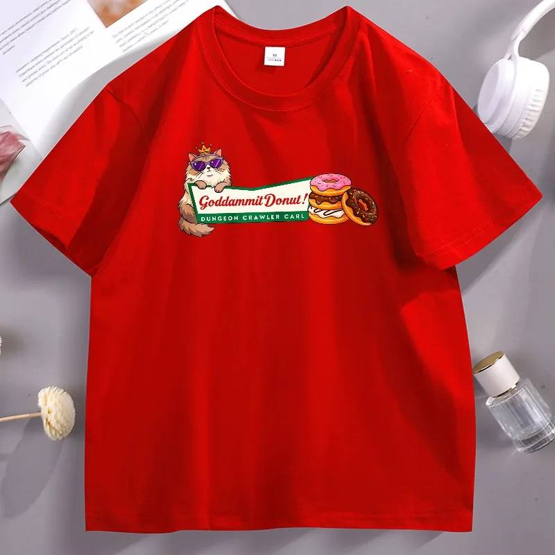 Princess Donut T-Shirt Dungeon Crawler Carl T-Shirt Katzenliebhaber Grafik T-Shirts Lustige Baumwolle Bequeme Kurzarmkleidung – Detail 7