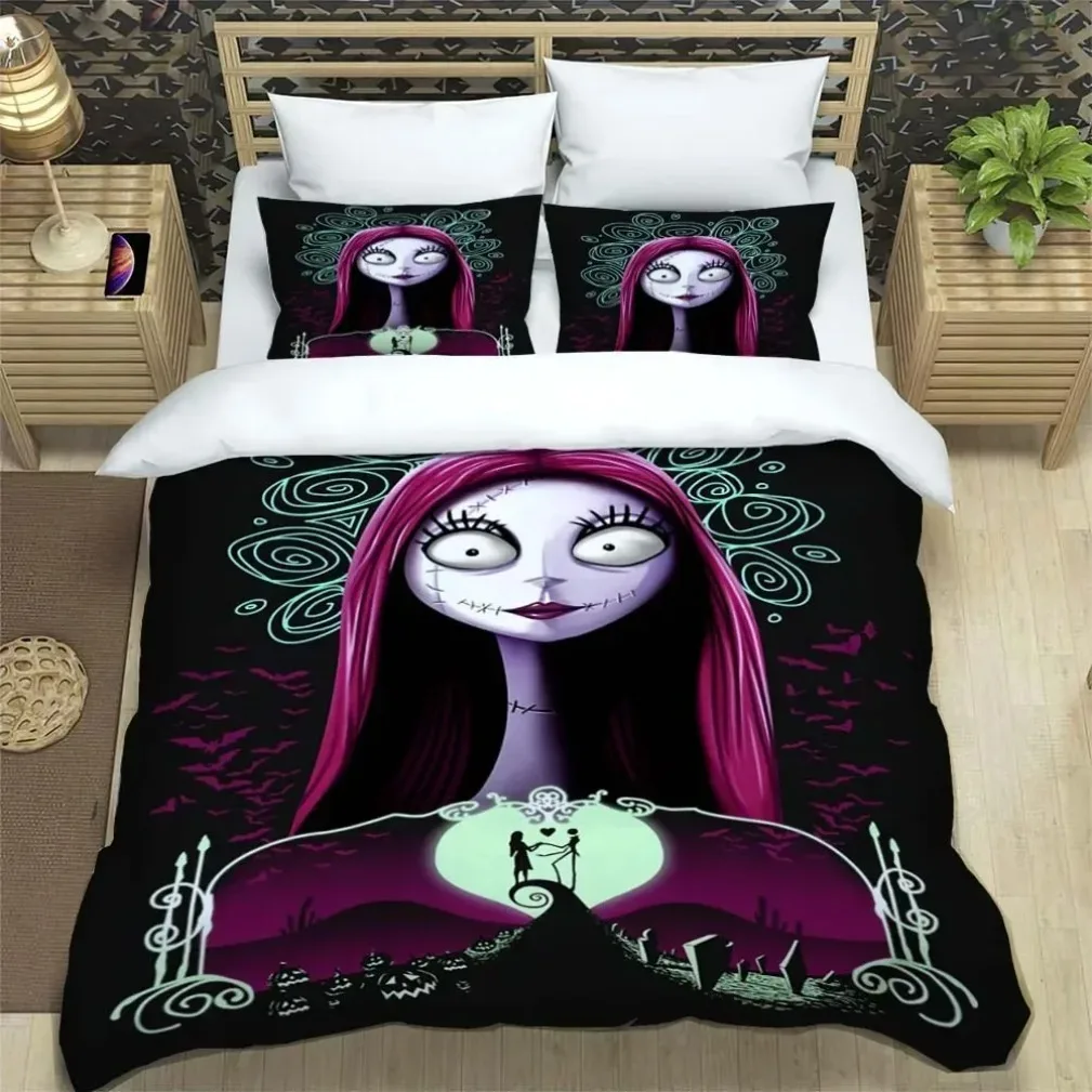 Disney The Nightmare Before Christmas Bedding Set,Nightmare Before Christmas Duvet Cover Set,Cartoon Quilt Cover 2/3pcs Polyeste