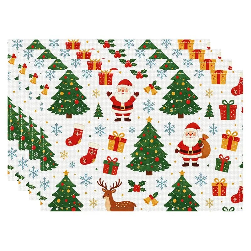 VIKAMA Santa Claus Christmas Meal Mat Waterproof and Insulated Table Mat Holiday Party Home Restaurant Table Decoration Mat