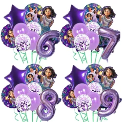 9pcs Encanto Isabella Birthday Party Decor Charm Mirabel Balloon Set Number Balloons Girl Baby Shower Party Supplies