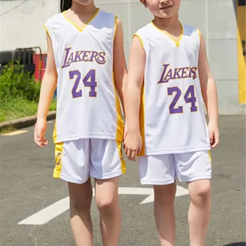 NEW 23/24 boy girl Lakers24 Basketball Jerseys Children's uniform set primary school jersey game team uniform training vest