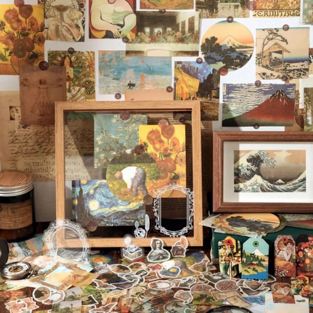 Mr. Paper 4 Styles 200pcs/bag Vintage Coffee Stickers Creative Painting Exhibition Hand Account Decorative Stationery Stickers view 2