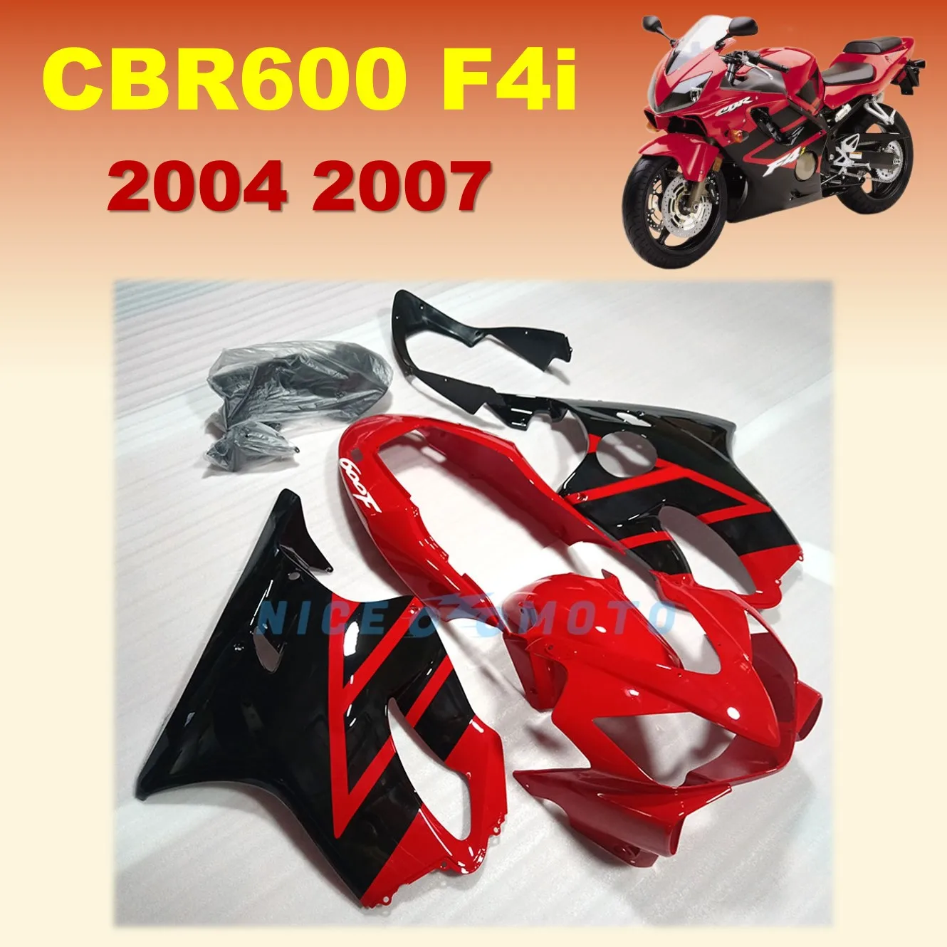 

Motorcycle Injection mold Fairings fit For CBR600 F4i CBR600RR 2004 2005 2006 2007 red black Bodywork full fairing kit